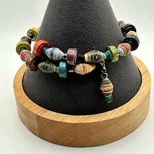 Multicolor Beaded Bracelet - open fit accommodates multiple wrist sizes